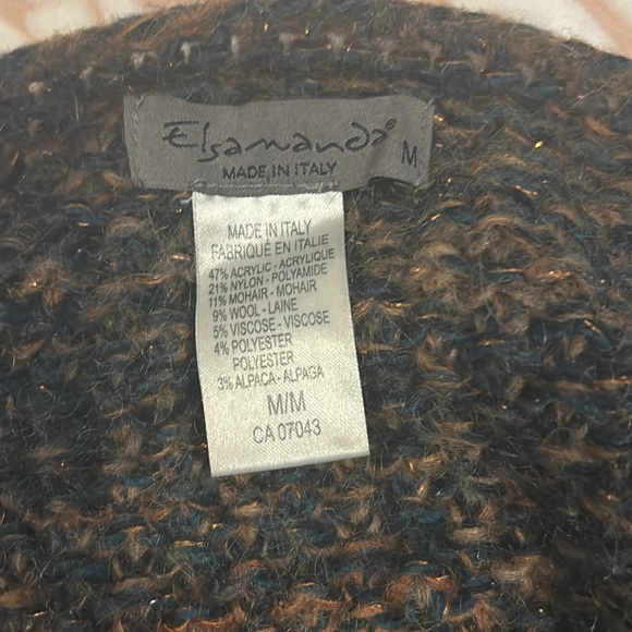 Elsananda made in Italy short sleeve knit brown , green wool and metallic thread - Picture 4 of 4
